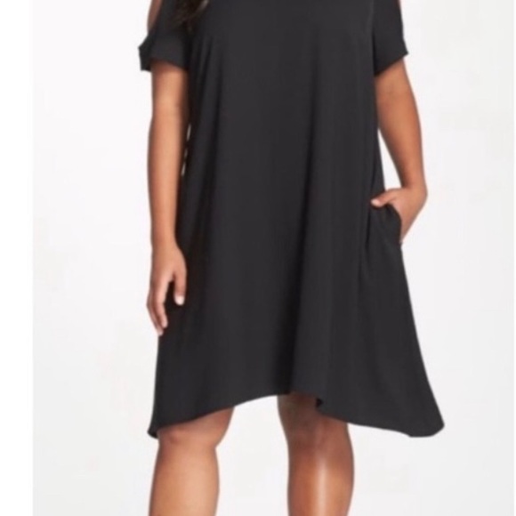 NWT Sejour black cold shoulder swing dress w/pockets PLUS SZ 16W - Picture 4 of 7